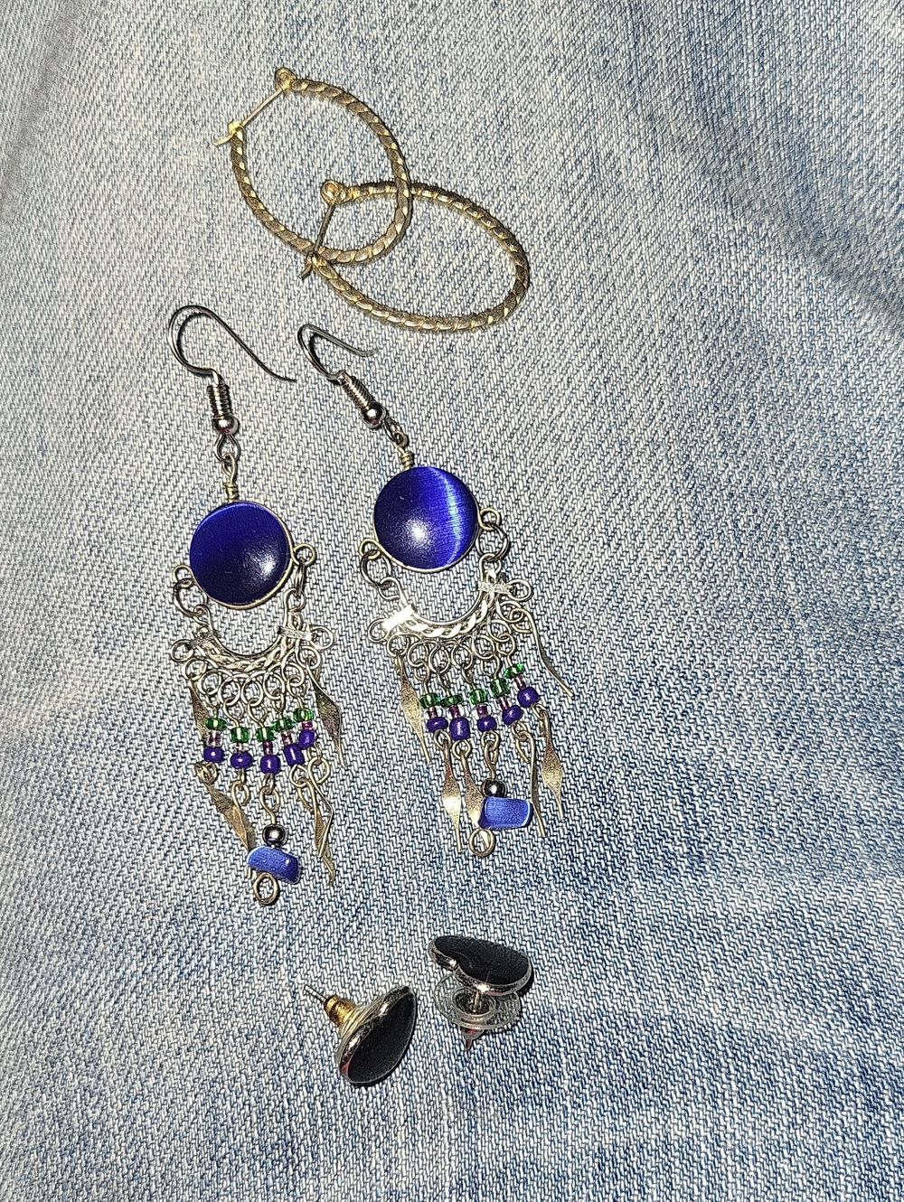 Earring Bundle Lot Bohemian Blue Chandelier Twisted Rope Style Hoops Heart Studs